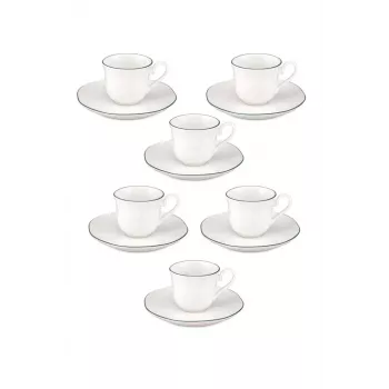 LA PORCELLANA BIANCA Teresa espressokopper-sæt med underkopper, 90 ml, porcelæn, hvid, 12 dele