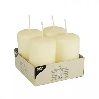 PAPSTAR bloklys 8 cm, elfenben, 4-pak (15361)