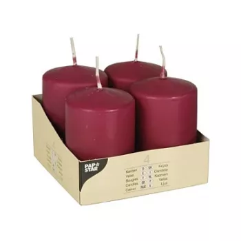 PAPSTAR bloklys 8 cm bordeaux (4-pak)