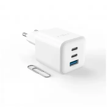Fixed Mini 2x USB-C og USB GaN oplader 65W hvid