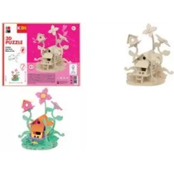 Marabu KiDS 3D-puslespil Feenhaus, 43-delt træbyggesæt, forudskåret krydsfiner, samles uden lim - 1 stk. 0317000000010