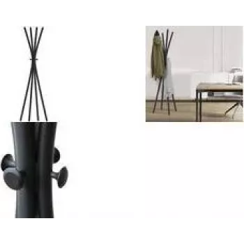 UNILUX TOTEM fritstående garderobestativ, 1750 mm, sort metal, 8 kroge 400188801