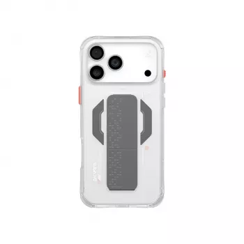 SKINARMA Haxa cover til iPhone 17 Pro Max med magnetisk ladefunktion og grebstander – transparent
