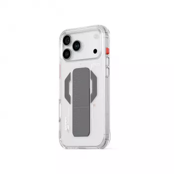 SKINARMA Haxa cover til iPhone 17 Pro Max med magnetisk ladefunktion og grebstander – transparent