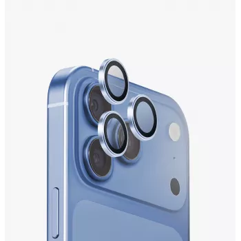 UNIQ Optix Aluguard (DX2) Kameraobjektivbeskyttelse til iPhone 18 Pro / iPhone 18 Pro Max – blå med applikator