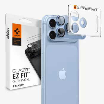 Spigen Optik Pro XL GLAS.TR EZ FIT Kameraobjektivbeskyttelsesglas til iPhone 18 Pro Max – lyseblå