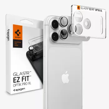 Spigen Optik Pro GLAS.tR EZ FIT Kameraobjektivbeskyttelse til iPhone 18 Pro Max – sølv