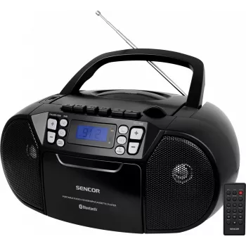 SENCOR SPT 3907B CD BT MP3 USB AUX bærbar CD-afspiller med Bluetooth og FM-radio, sort