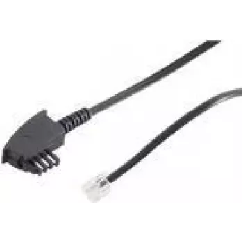 ShiverPeaks 70093-KOMSA - 3 m - TAE-F - RJ-11 - sort - han/han - rundt telefonkabel