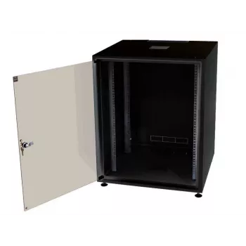 IT-BUDGET 19 inch netværksskab SJB, 12U, 600x600 mm (BxD), glasdør, bagpanel, sort