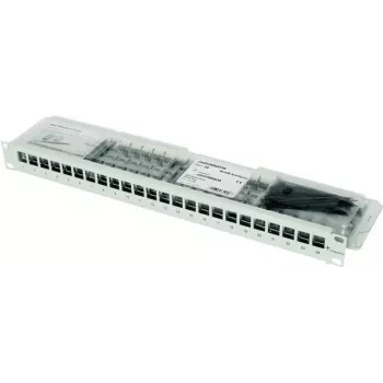Telegärtner 100007010 19 inch-modulbærer, bestykket, CAT 6a, 1 HE, grå
