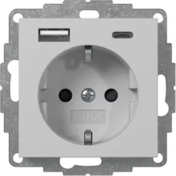 Gira Socket Outlet with USB, Grey (2459015)