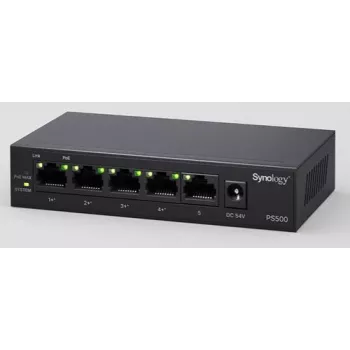 Synology PS500 PoE-switch, 5x GE-porte, 4x GE PoE+, 60 W