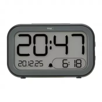 TFA Dostmann Bingo hybrid digitalt vækkeur, LCD/LED-display, sort/antracit, 60.2048.01