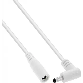 InLine® DC-forlængerkabel, vinklet stik, 4,0 x 1,7 mm, hvid, 0,5 m