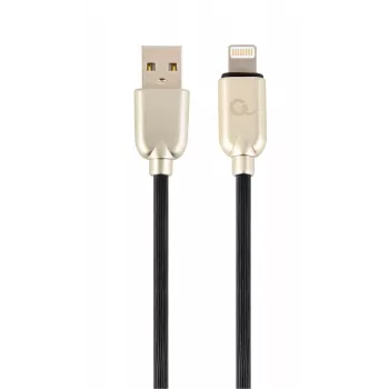 Gembird USB 2.0-kabel USB-A-stik til Lightning-stik, gummiovertrukket, 1 m, sort (CC-USB2R-AMLM-1M)