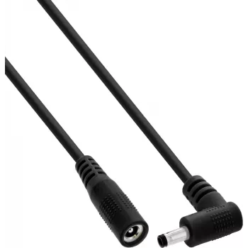 InLine® DC-forlængerkabel, vinklet stik, 4,0 x 1,7 mm, sort, 0,2 m