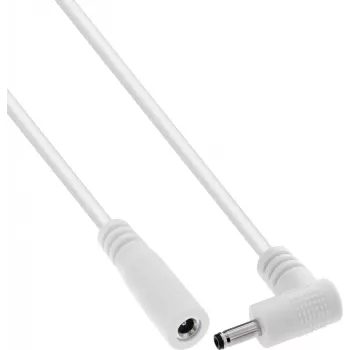 InLine® DC-forlængerkabel, vinklet stik, 3,5 x 1,35 mm, hvid, 0,2 m