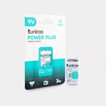 Uniross Power Plus Alkaline-batteri 6LR61 9V 600mAh, 1 stk.