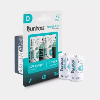 Uniross Power Plus D / LR20 Alkaline Batteries, 2 pcs.