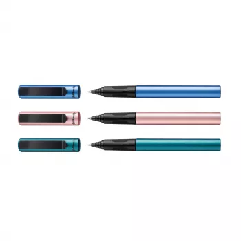 Pelikan Pina Colada rollerball-pen, 12er-display, metalkabinet og -kappe, sort (605502)