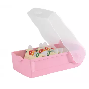 HAN læringskartotek CROCO, A7 tvær, pastelrosa-translucent, låg translucent-klar, polypropylen (997-886)