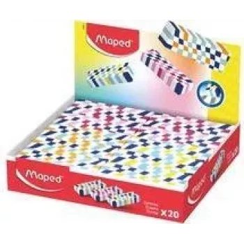 Maped viskelæder i plast, farvet ternet, phthalat- og PVC-fri, display med 20 stk. (123501)