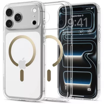 Spigen Ultra Hybrid MagSafe Case for iPhone 17 Pro / 18 Pro, Clear/Gold (ACS12157)