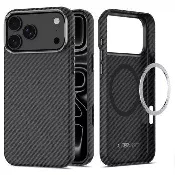 Tech-Protect Ion Carbon Magsafe iPhone 17 Pro / 18 Pro mobilcover sort/sølv