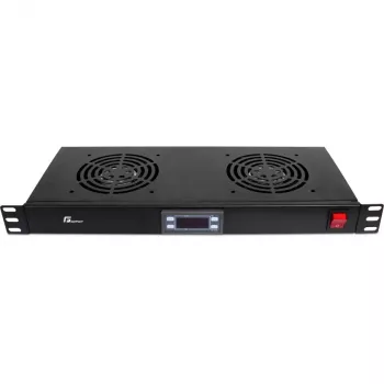 Getfort 1U rack-blæserpanel med 2 blæsere og termostat (GF-FAN2TR)