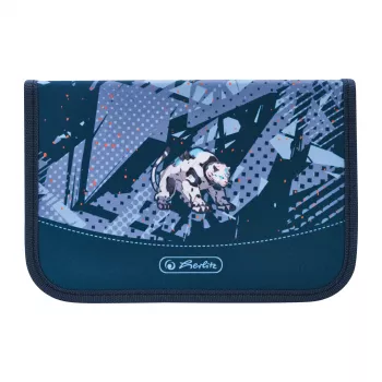 herlitz Tech Mech pencil case, 31-piece made of polyester, dimensions: (W)205 x (D)140 x (H)38 mm, 2 flaps