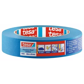 tesa Precision Crepe 4440 Outdoor UV PLUS afdækningstape, glat, blå, 50 m x 25 mm