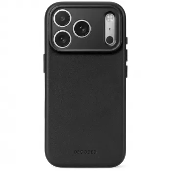 Decoded Leather Backcover – lædercover til iPhone 18 Pro Max / 17 Pro Max, kompatibel med MagSafe (sort)