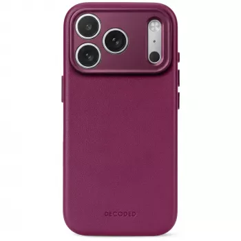 Decoded Leather Backcover – lædercover til iPhone 18 Pro Max / 17 Pro Max, kompatibel med MagSafe (aubergine)
