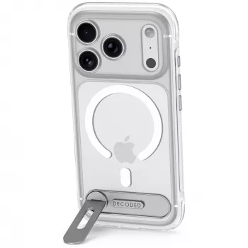 Decoded AntiMicrobial Hybrid Stand Backcover – cover med standerfod til iPhone 18 Pro Max / 17 Pro Max, kompatibel med MagSafe (gennemsigtig)