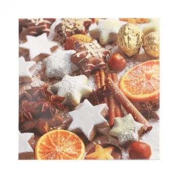PAPSTAR »Cinnamon Stars« juleservietter 330 x 330 mm, trykt, 1/4-fold, 3-lags