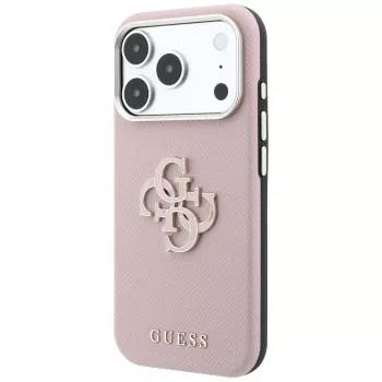 Guess Grained & Big Resin Logo cover til iPhone 18 Pro Max / 17 Pro Max, pink