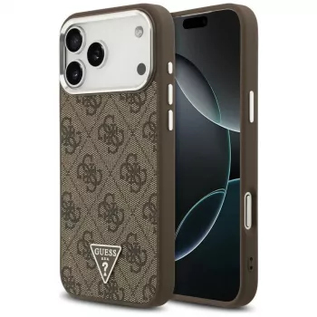 Guess 4G Triangle Logo MagSafe cover til iPhone 18 Pro Max / 17 Pro Max, brun/sølv