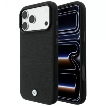 BMW Kevlar Metal Logo MagSafe-cover til iPhone 18 Pro / 17 Pro, sort