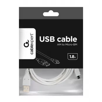 Gembird CCP-mUSB2-AMBM-6-W USB 2.0 A til Micro-USB B kabel, 1,8 m, hvid