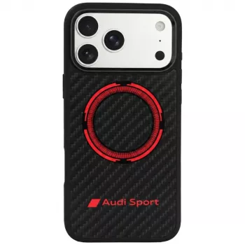 Audi RSQ Carbon Fiber Sport Red Circle MagSafe-cover til iPhone 18 Pro Max / 17 Pro Max, sort