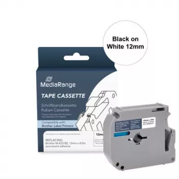 MEDIARANGE skriftbåndskassette kompatibel med Brother M-K231BZ, 12 mm x 8 m, sort/hvid