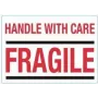 rillprint henvisningsetiket HANDLE WITH CARE / FRAGILE, permanent klæbende, hvid/rød