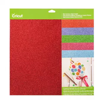Cricut Glitter Cardstock Sampler 30 x 30 cm, 10 Sheets, Brights (P)