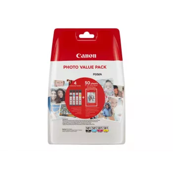 Canon CLI-581 C/M/Y/BK blækpatroner Photo Value Pack (4 stk.) med fotopapir