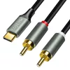 LogiLink CUA0141 USB 2.0 Type-C til 2x RCA-kabel, stereo-lyd, aluminium, sort/sølv, 1,5 m
