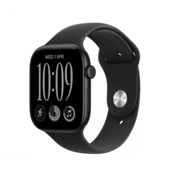 Apple Watch Series 12 GPS-smartwatch, 42 mm, aluminiumskasse i sort, sportrem i sort M/L