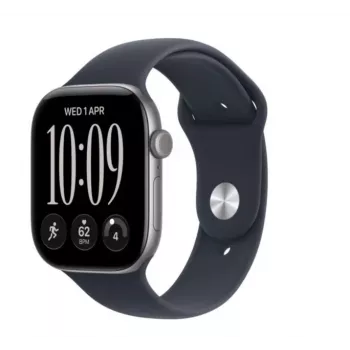 Apple Watch Series 12 GPS-smartwatch, 46 mm, aluminiumskasse i Space Grey, sportrem i marineblå M/L