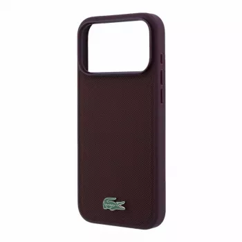 Lacoste PVC Iconic Petit Pique MagSafe-cover til iPhone 18 Pro Max / 17 Pro Max, metallogo, bordeaux