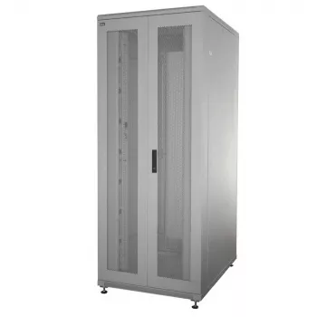 IT-BUDGET 19-tommers netværksskab SRK 90ITB19SRK4268DTGN, 42 HE, 600x800 mm, perforerede dobbeltdøre for og bag, flatpack, lysegrå
